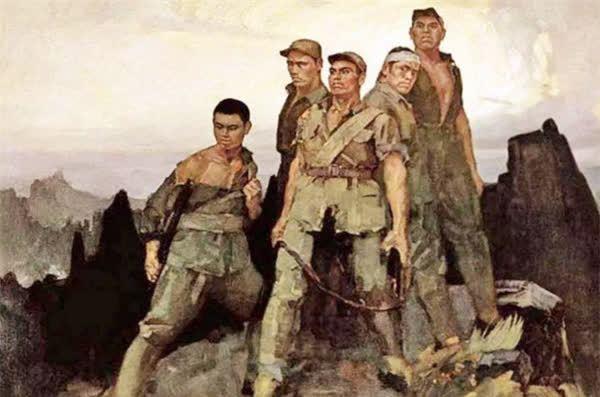 1941年9月25日，河北狼牙山的山顶，马宝玉、葛振林、宋学义、胡德林、胡福才 
