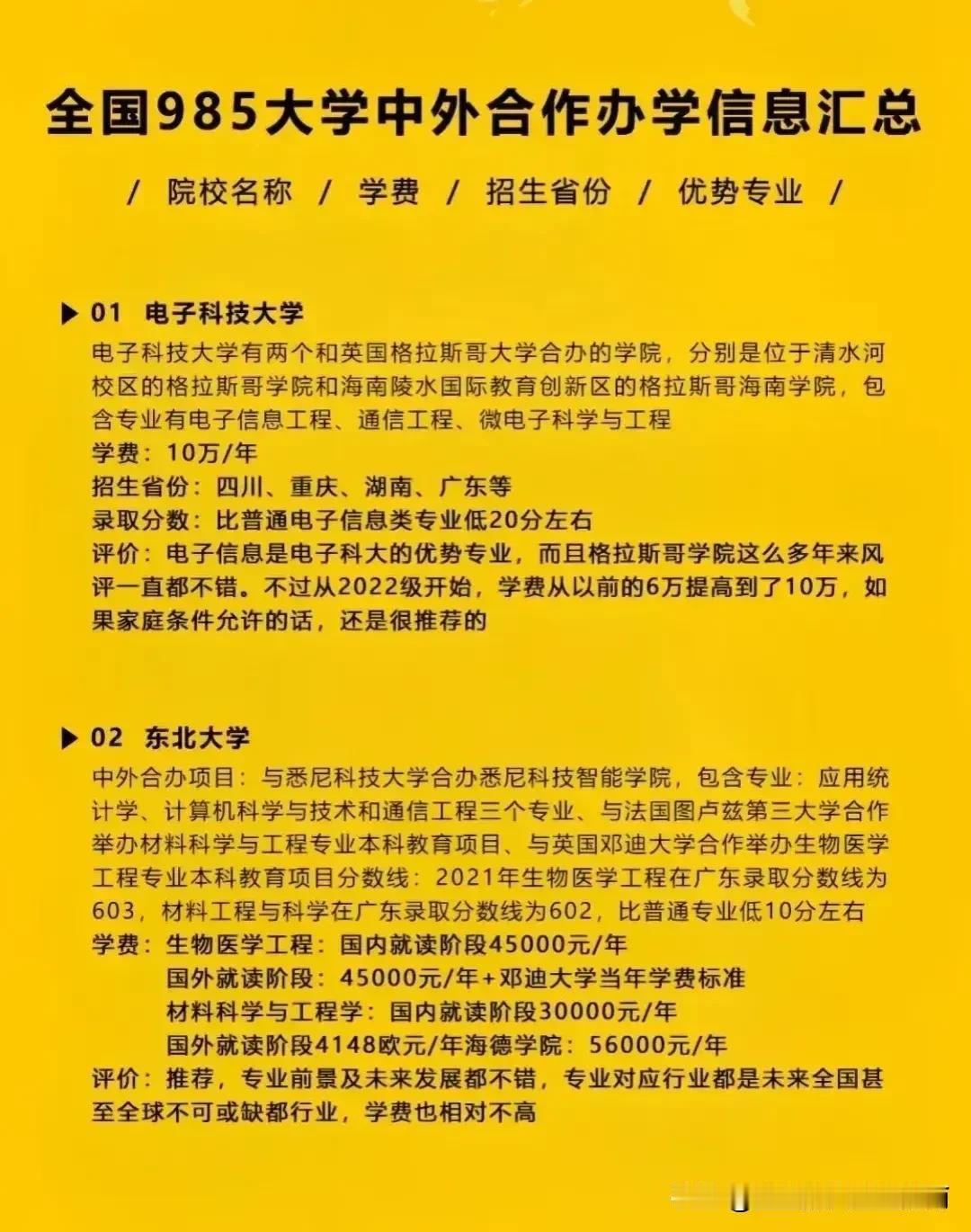 985高校中外合作办学信息汇总！低分上名校！快来了解～

22所985大学的中外