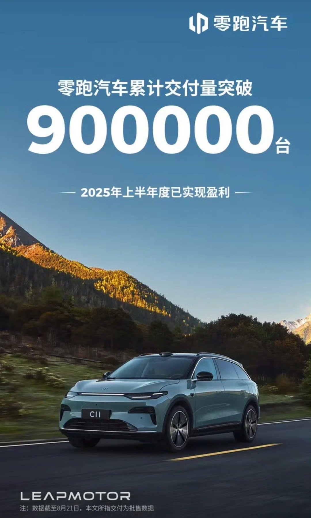 【零跑汽车累计交付量破90万台 已实现半年度盈利】8月21日，零跑汽车今日官方宣