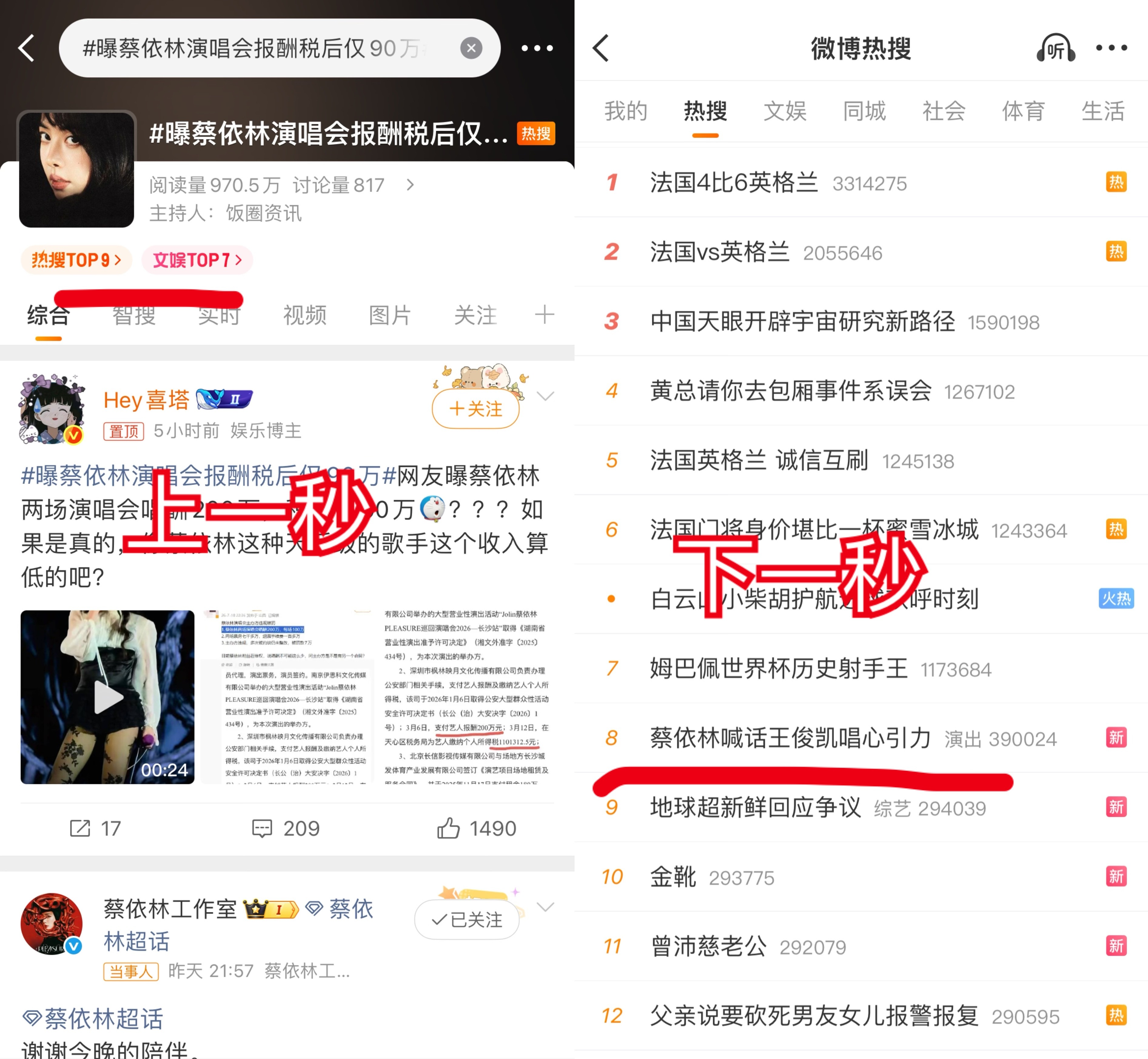 曝蔡依林演唱会报酬税后仅90万蔡依林团队下场，瞬间替换热搜wjk wwzz 蔡依