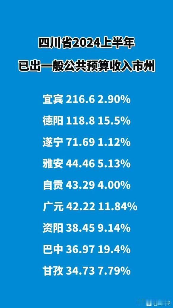 宜宾真有钱！上半年一般公共预算收入全省第一 

宜宾在2024年上半年的表现真是