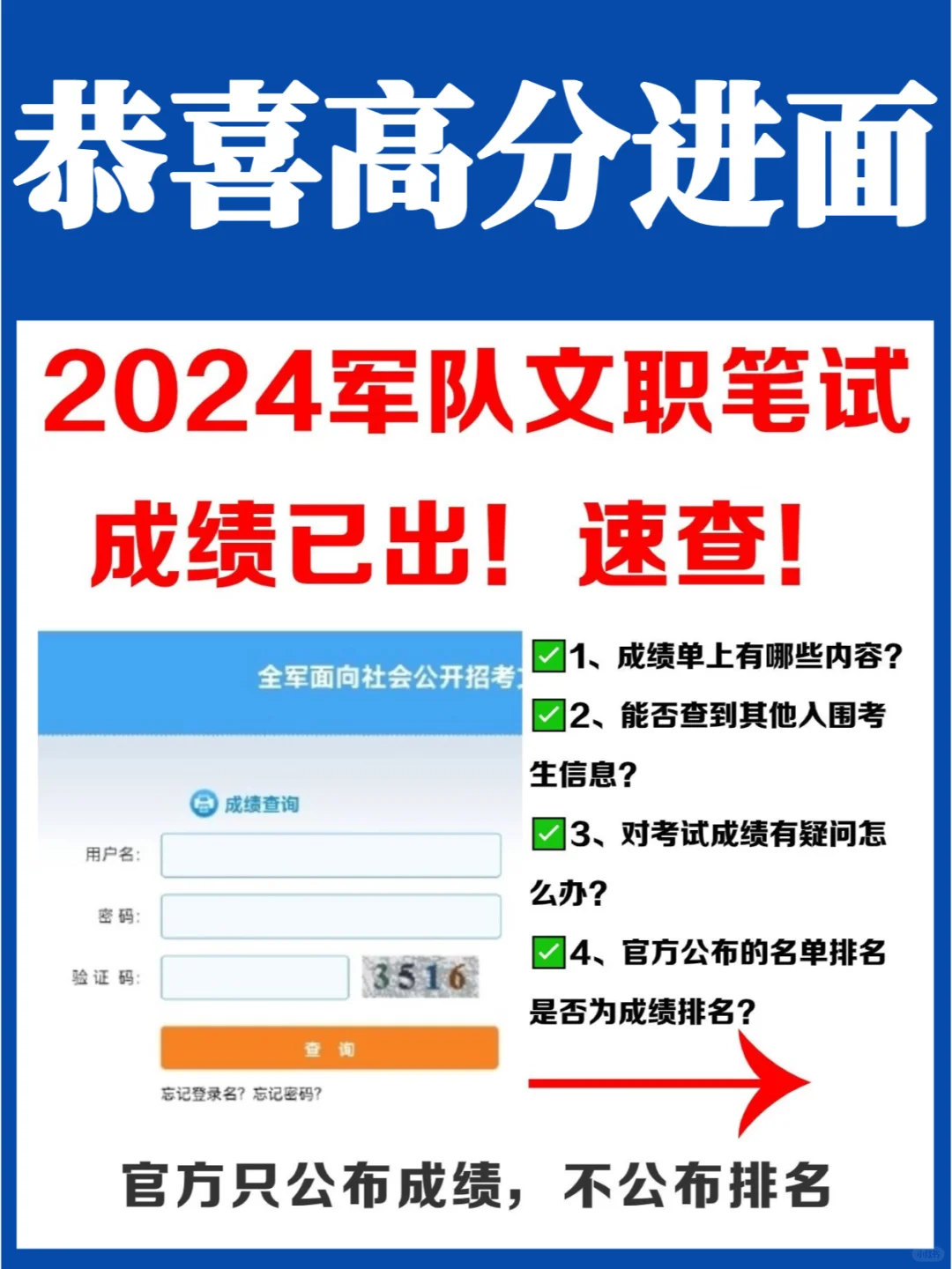 军队文职出成绩了🔥都给我高分进面🙏