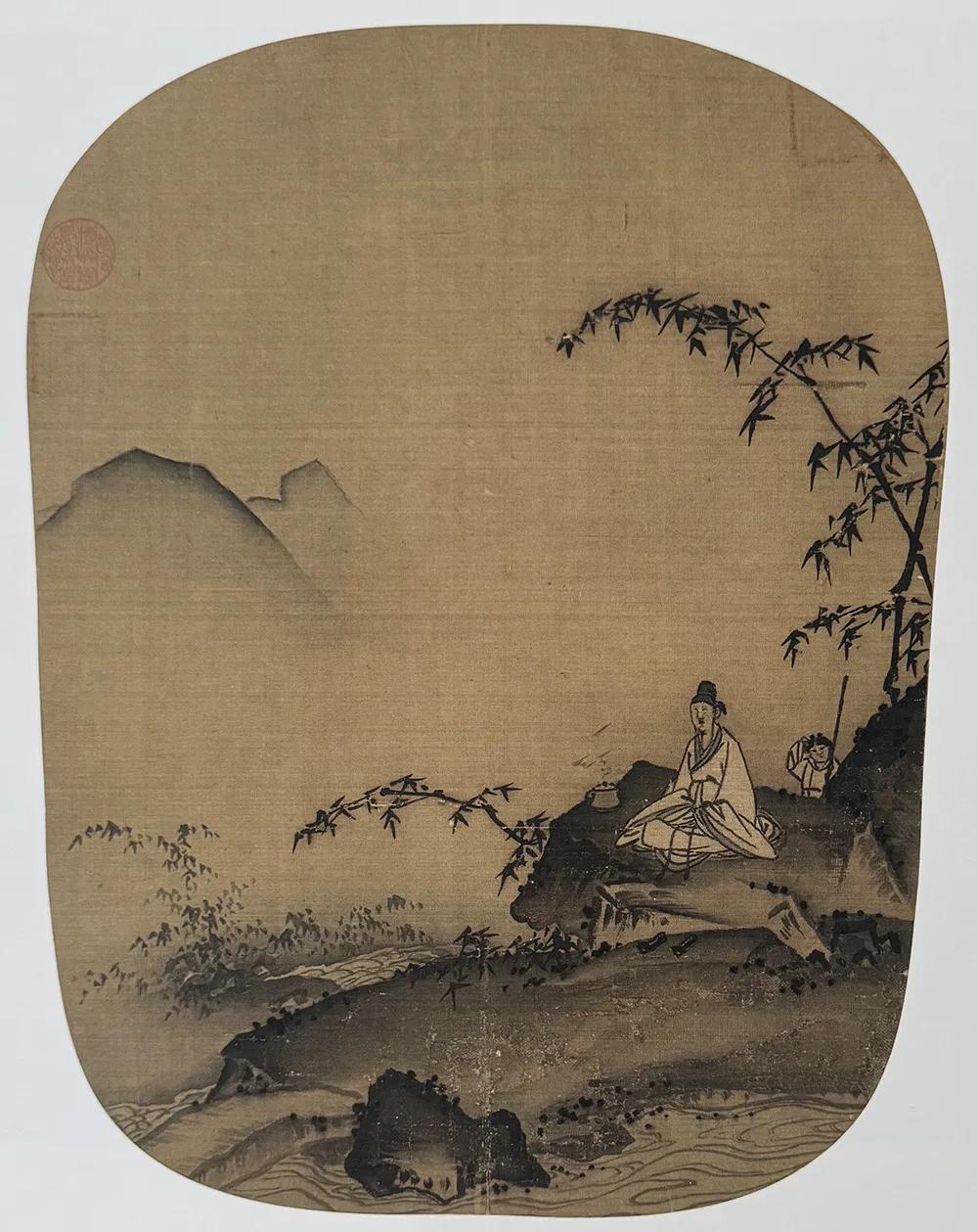 名画欣赏：
宋 佚名《竹涧焚香图》
纵25.8厘米 横20厘米
 故宫博物院藏