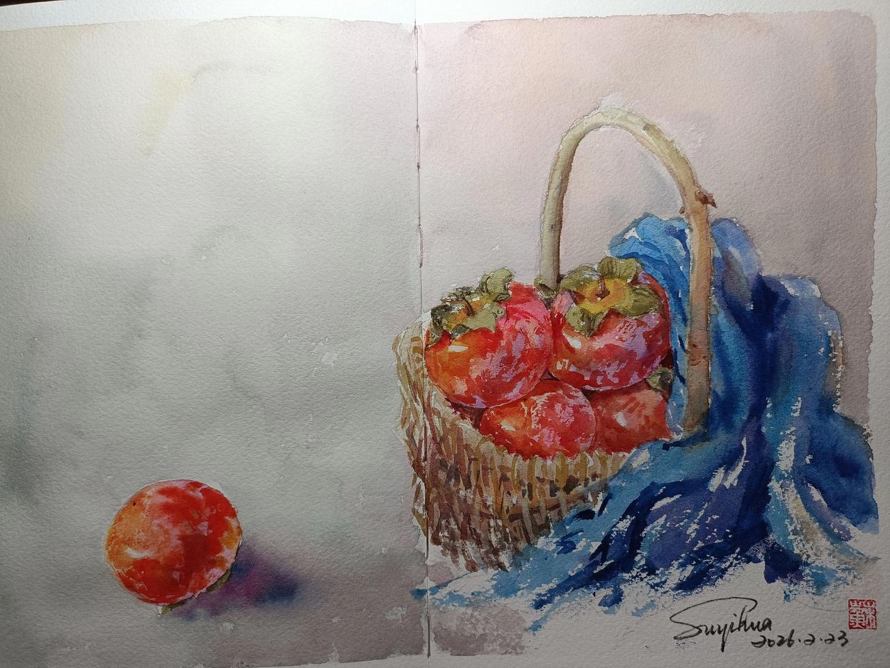 过年又忙又累没时间画画，今天好不容易有时间可以画漂流本了。
这幅是我画的最轻松的