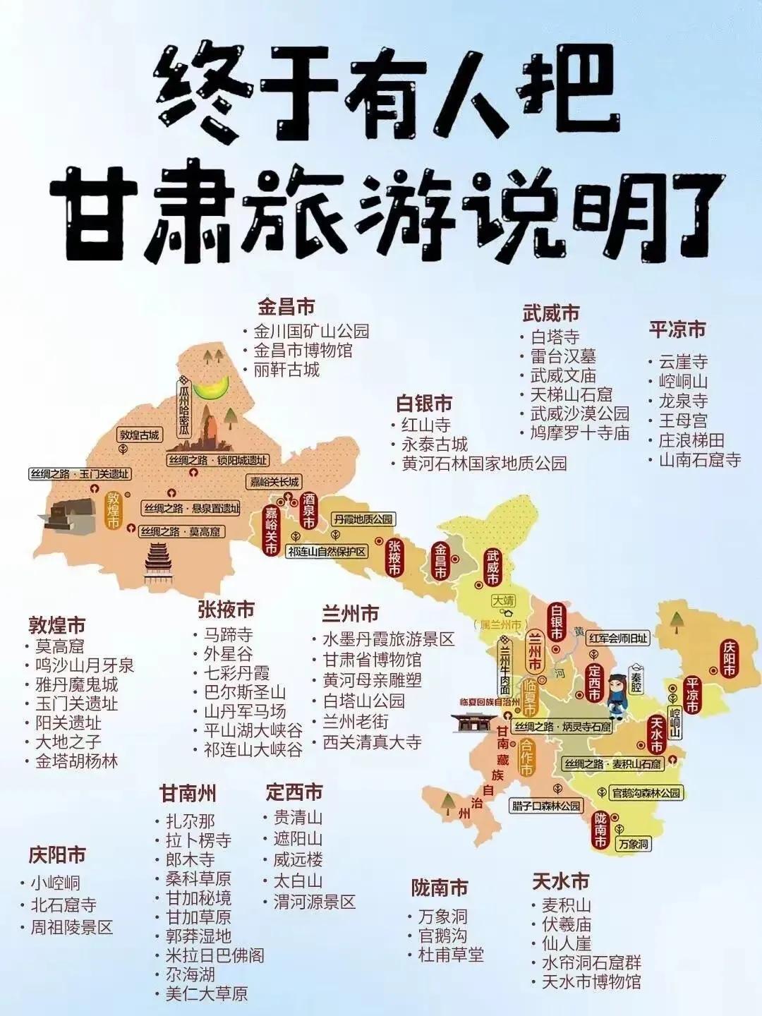 甘肃旅游地图+热门景点推荐[比心]