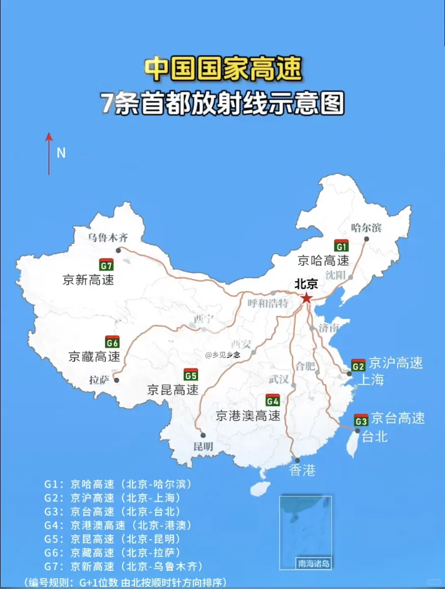 中国国家高速7条首都放射线示意图