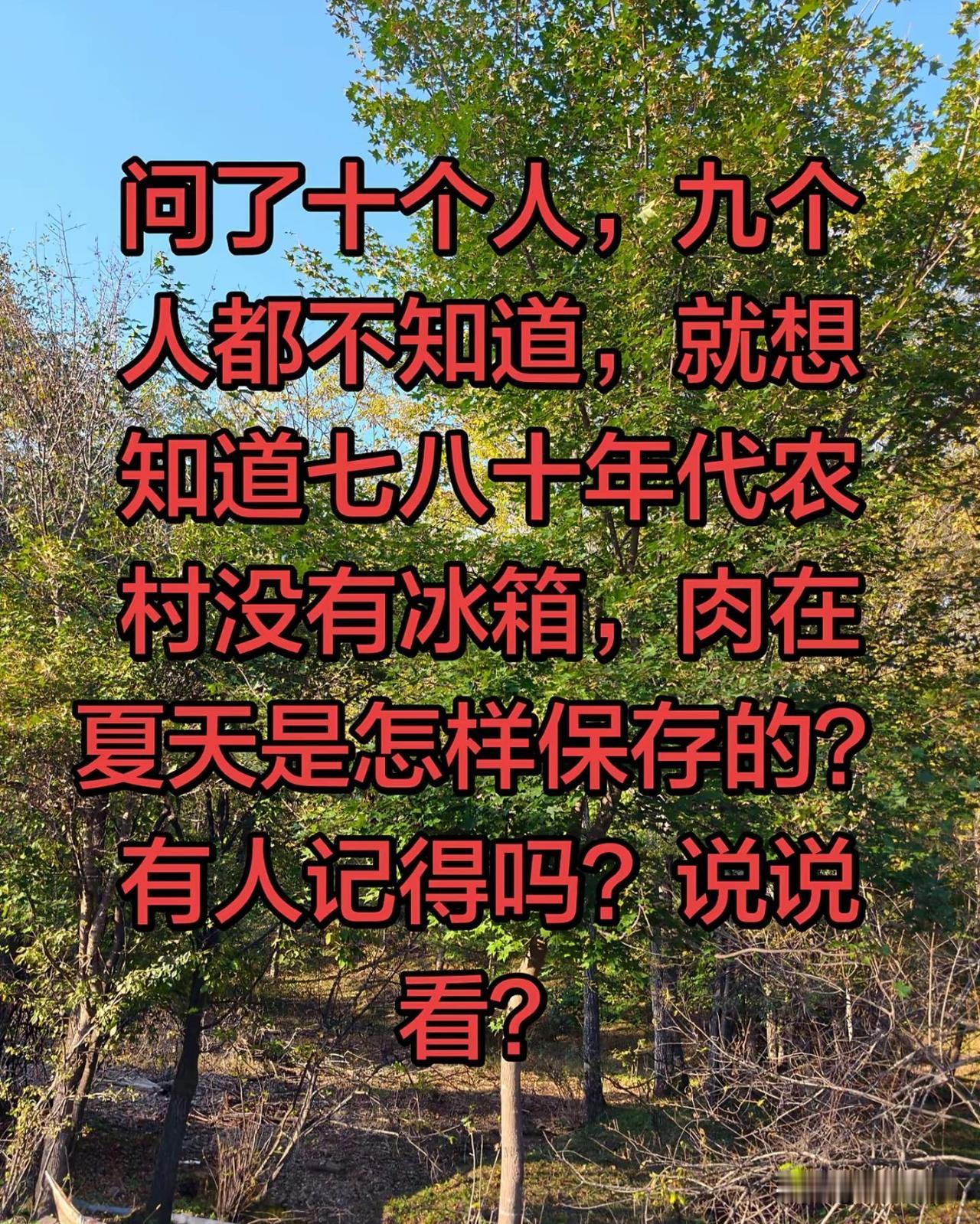 请问：八十年代农村没有冰箱，肉在夏天是怎样保存的？有人记得吗？说说看