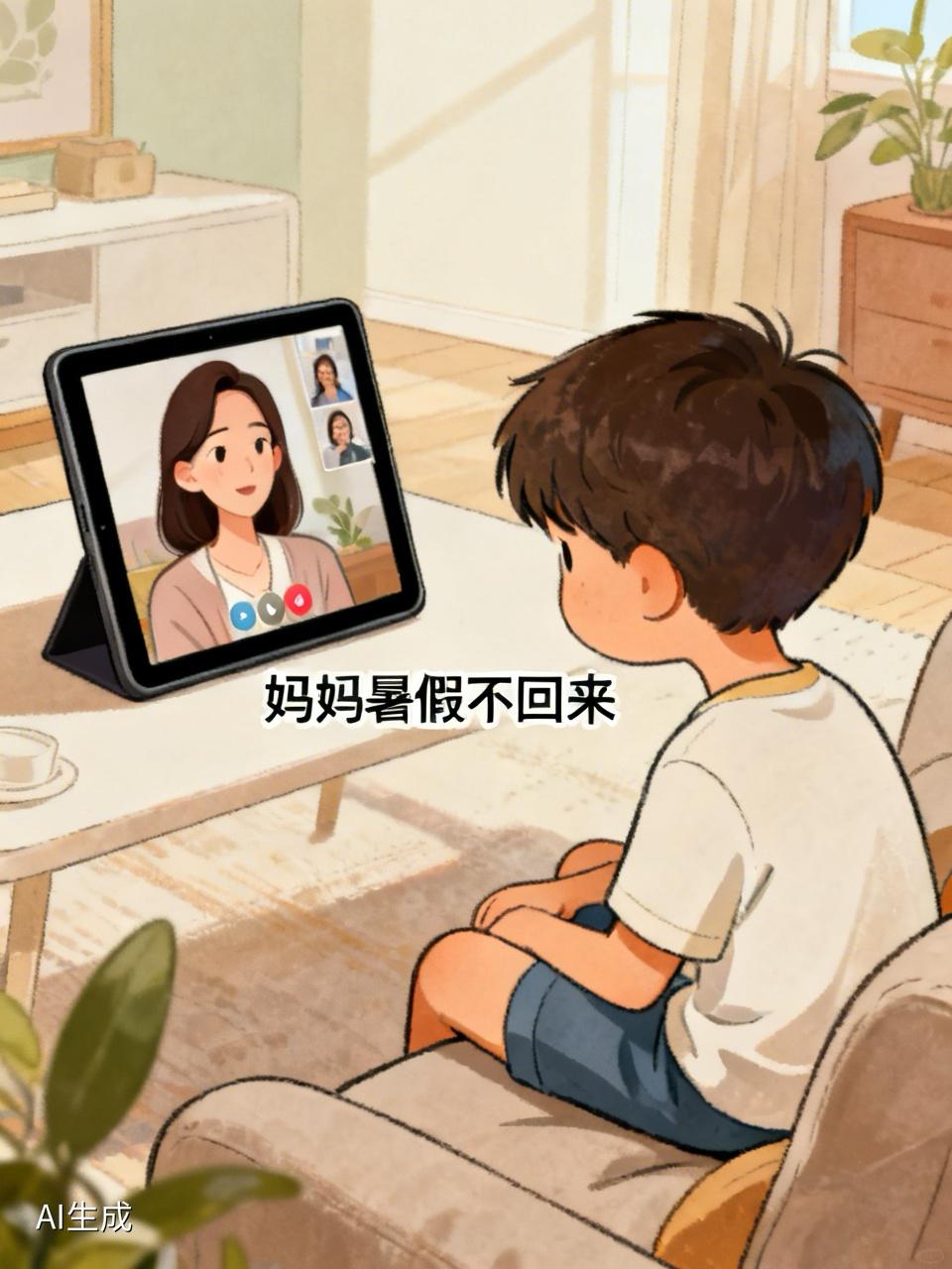 分享我这周有趣的事：昨晚视频时，儿子突然凑到屏幕前问：“妈妈暑假回来吗？”

我