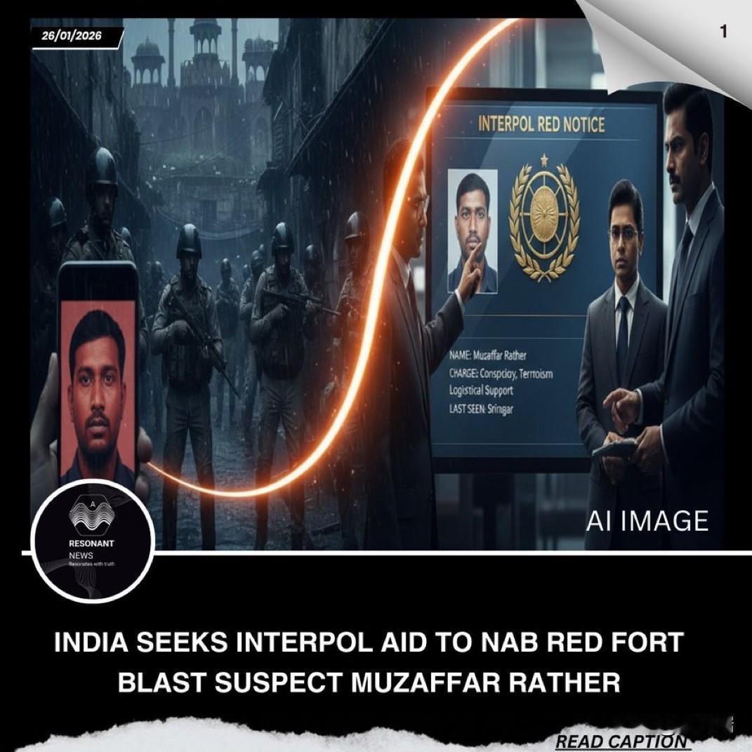 印度当局已向国际刑警组织求助，以逮捕穆扎法尔·拉瑟，他是最近威胁国家安全的红堡爆