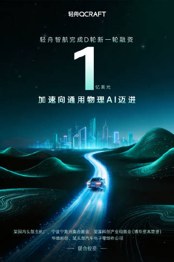 轻舟智航新一轮融资1亿美元 轻舟智航宣布完成1亿美元D轮融资，投资方涵盖头部主机
