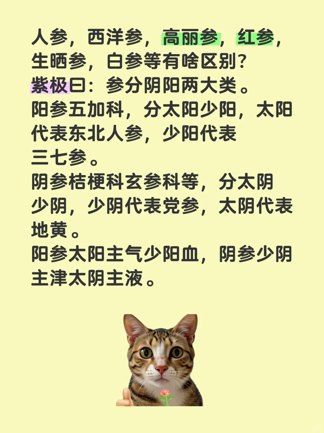 人参，西洋参，高丽参，红参，生晒参，白参等有啥区别？紫极曰：参分阴阳两...