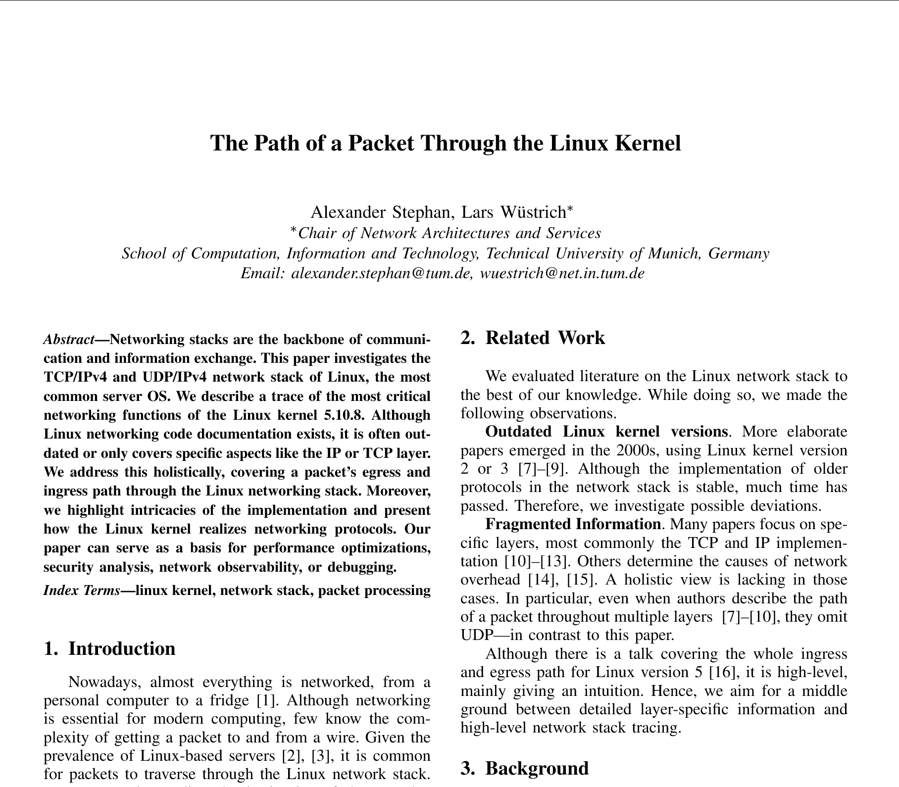 Linux 内核（版本 5.10.8）中网络数据包的完整处理路径。www.net