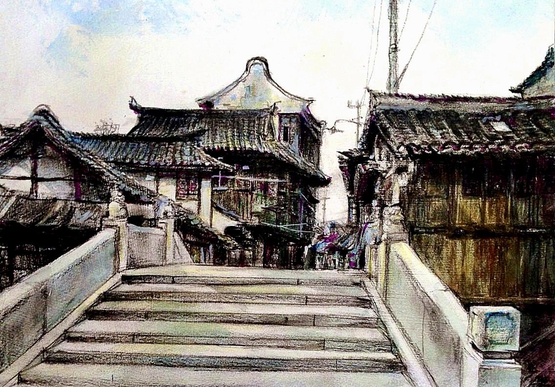 上海经典老建筑《新场包家桥》，位于浦东新区新场镇南大街跨包桥港。（1436-14