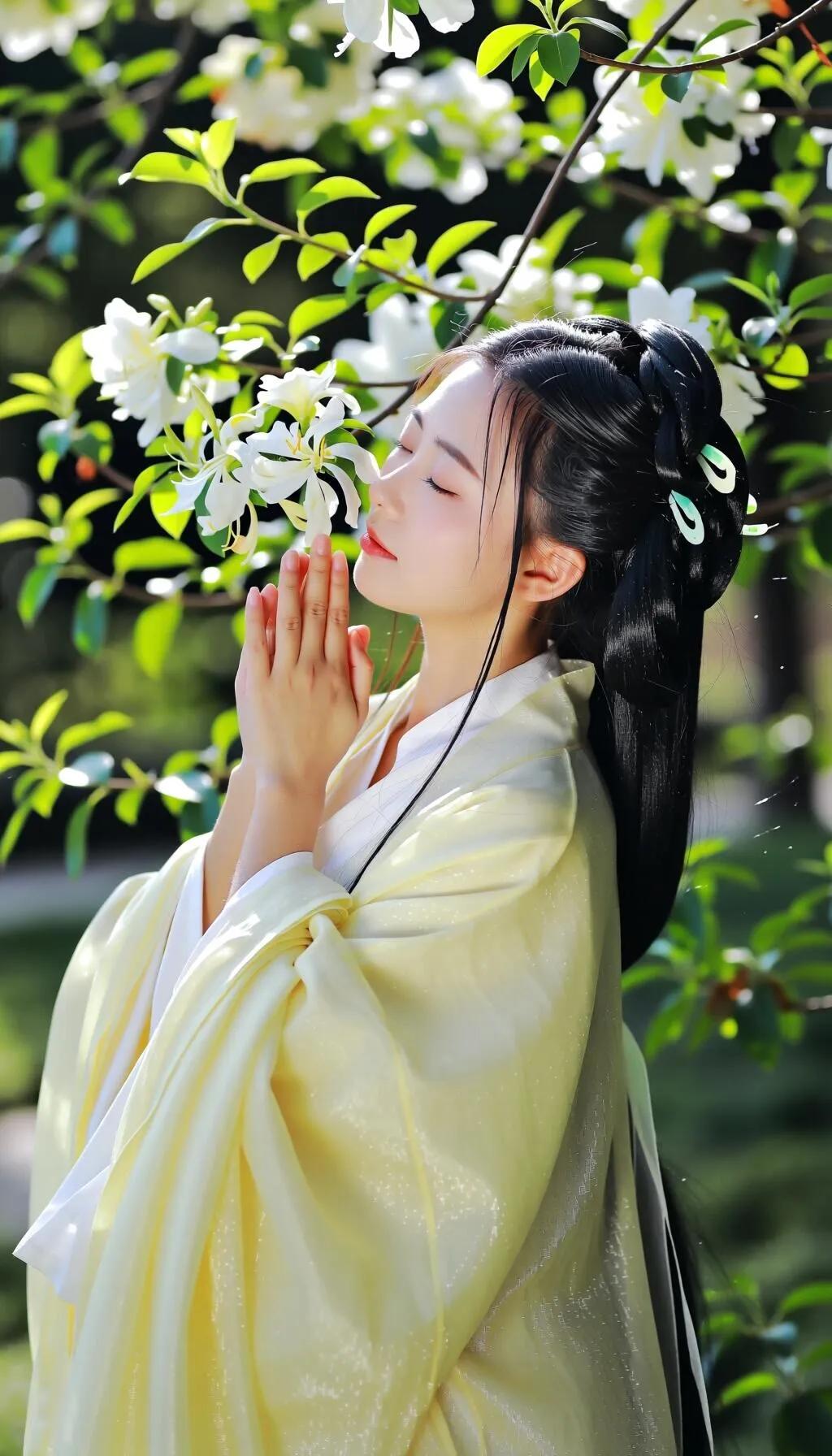 “古风少女，花间漫步”🌸💫