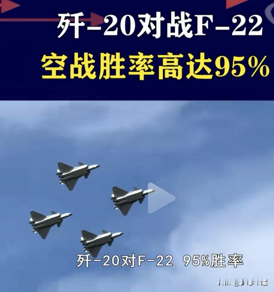 最近有说法称，歼-20在模拟对抗中对F-22胜率高达95%，虽然数字未必精确，但