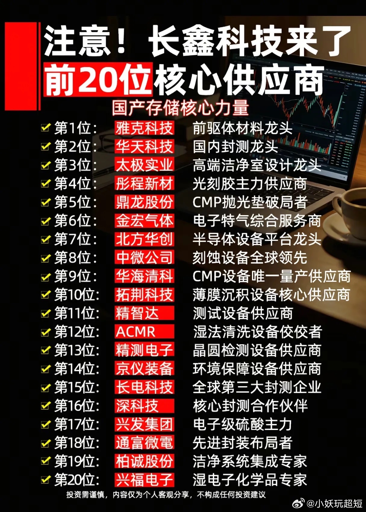 长鑫科技IPO落地引爆存储产业链！20家核心供应商谁将迎来业绩爆发？存储芯片是A