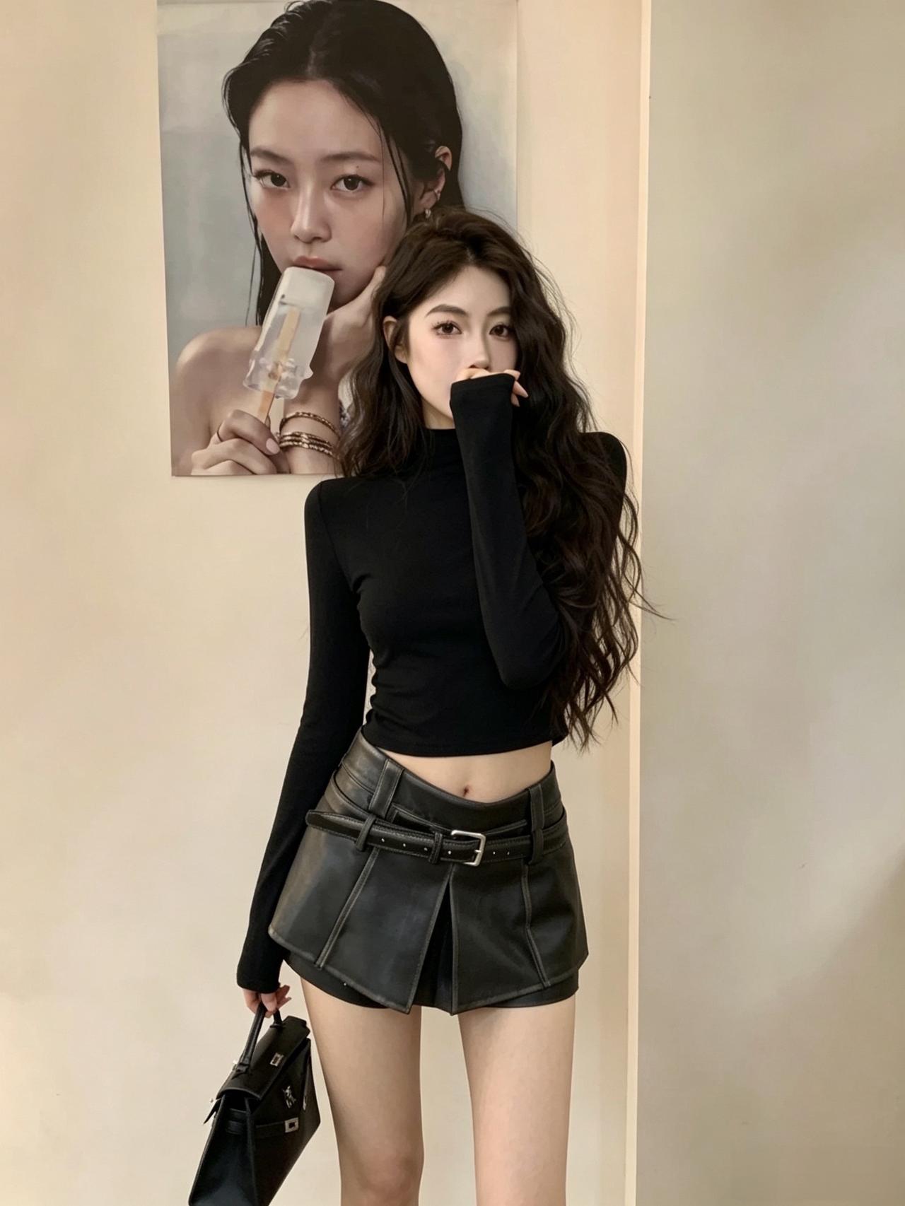 今日份高智感look jennie风格 欧美ootd 黑色系高级感拽姐穿搭