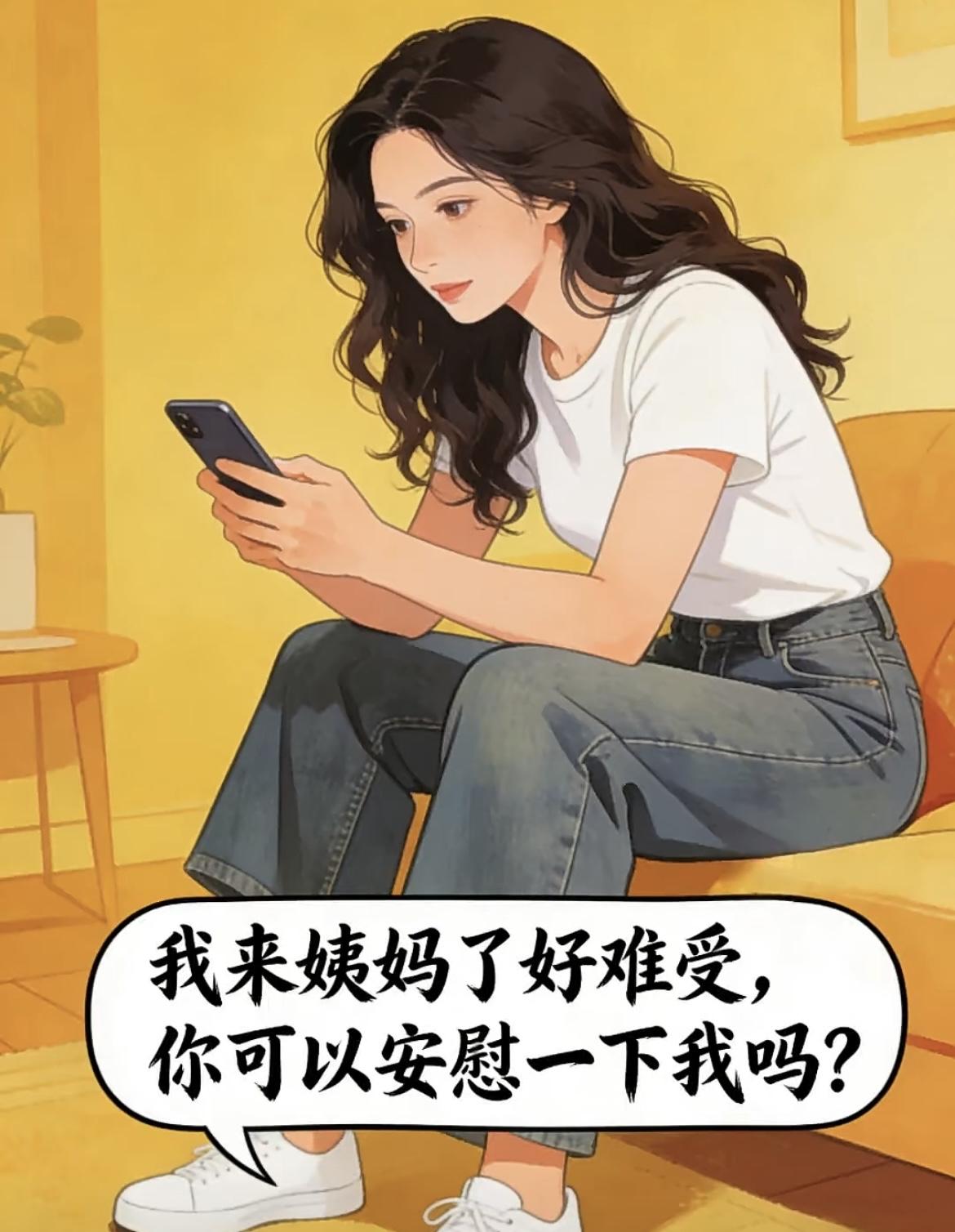 “ 我来大姨妈了，你就不能安慰我一下么……”[吃瓜群众][笑哭]