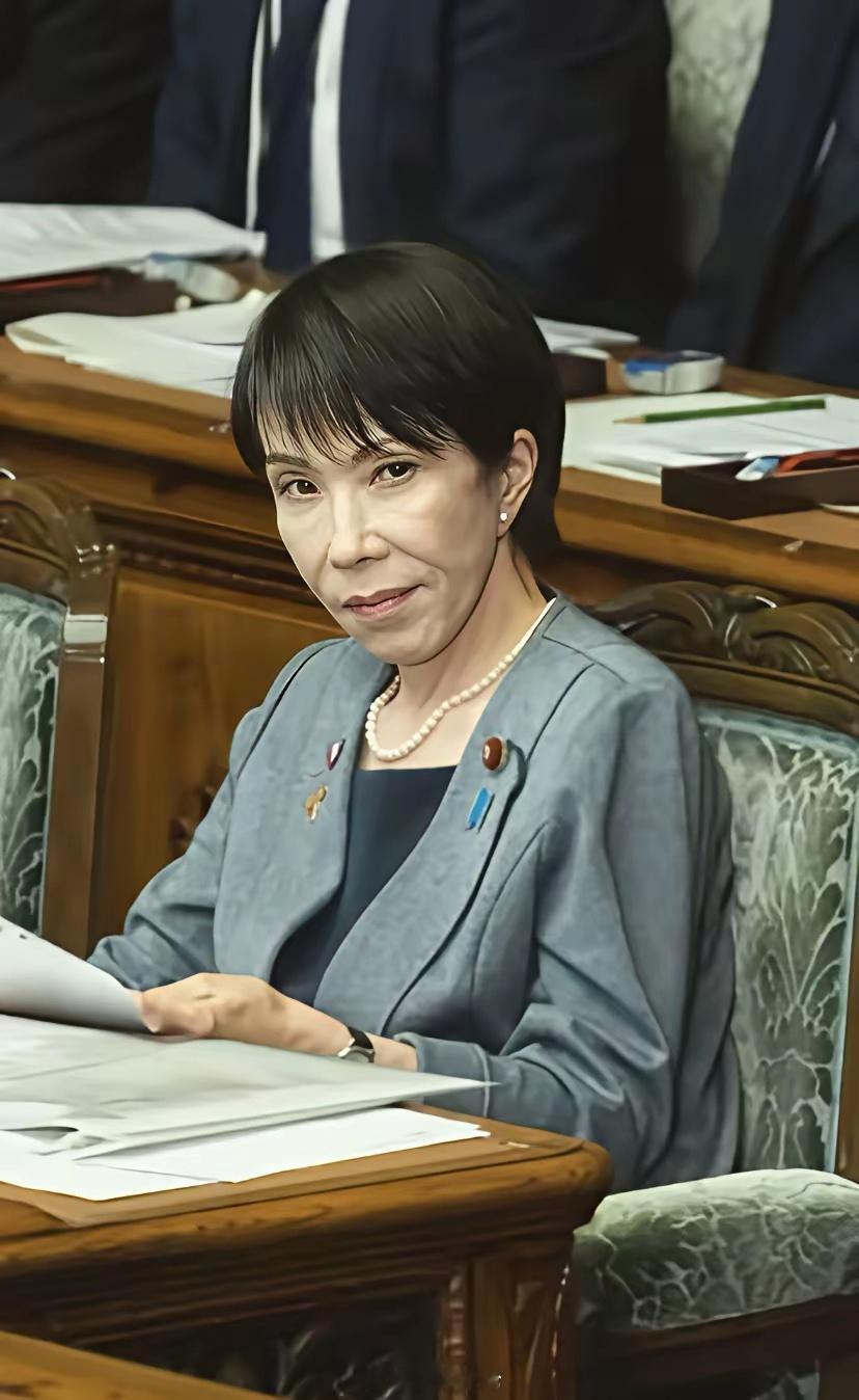 高市早苗的表情，估计就是表演丰富的演员，也很难演出这样的状态。 