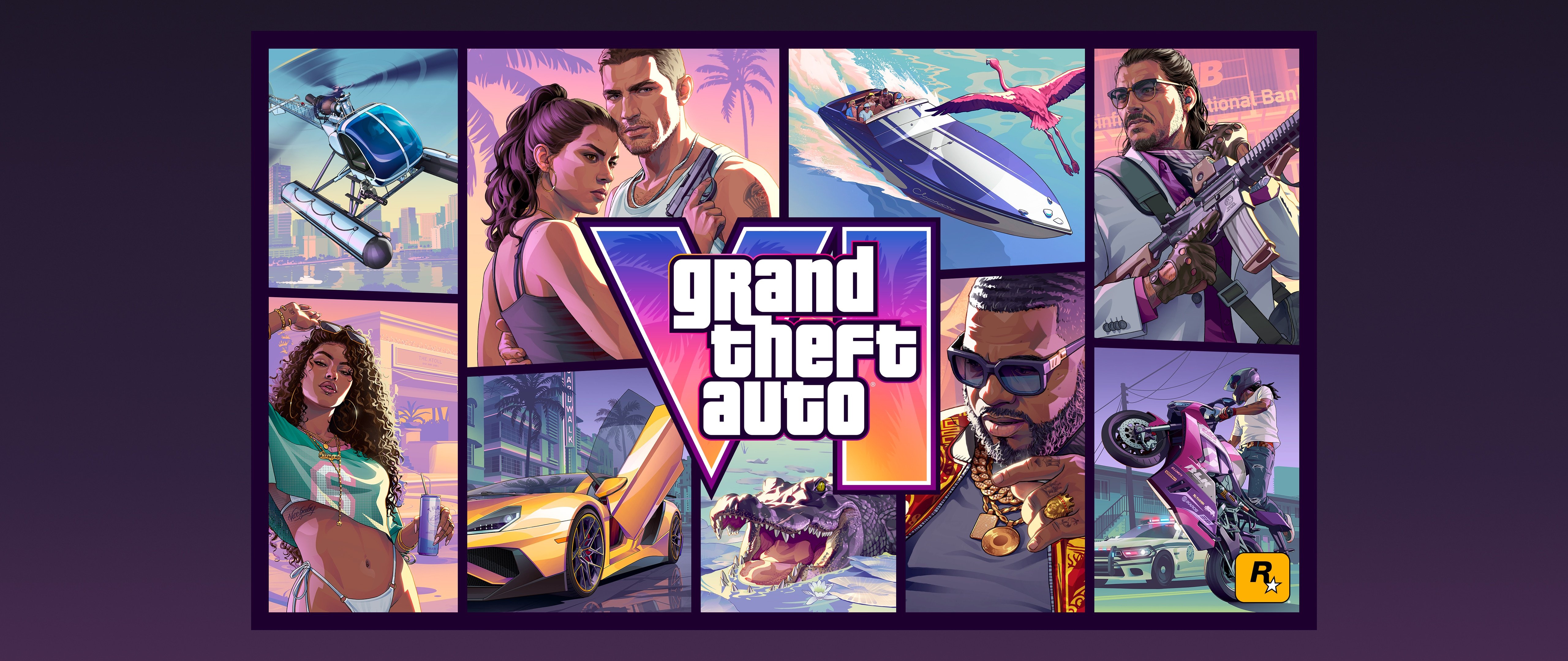 GTA 6 官方封面图超清壁纸，6 种画幅适合不同手机/平板/PC设备，无水印查