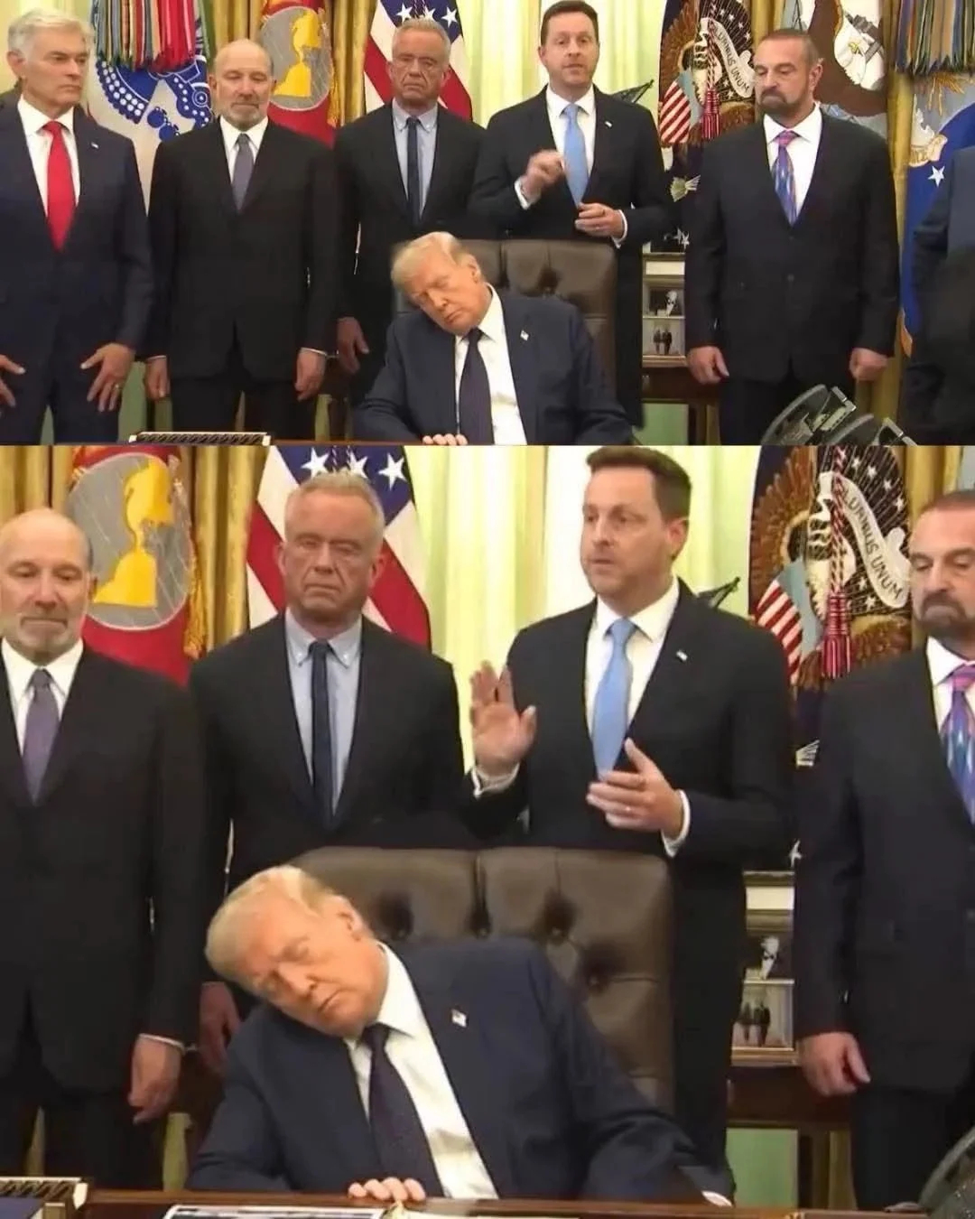 白宫活动中酣然入睡的特朗普，并不是Ai... 