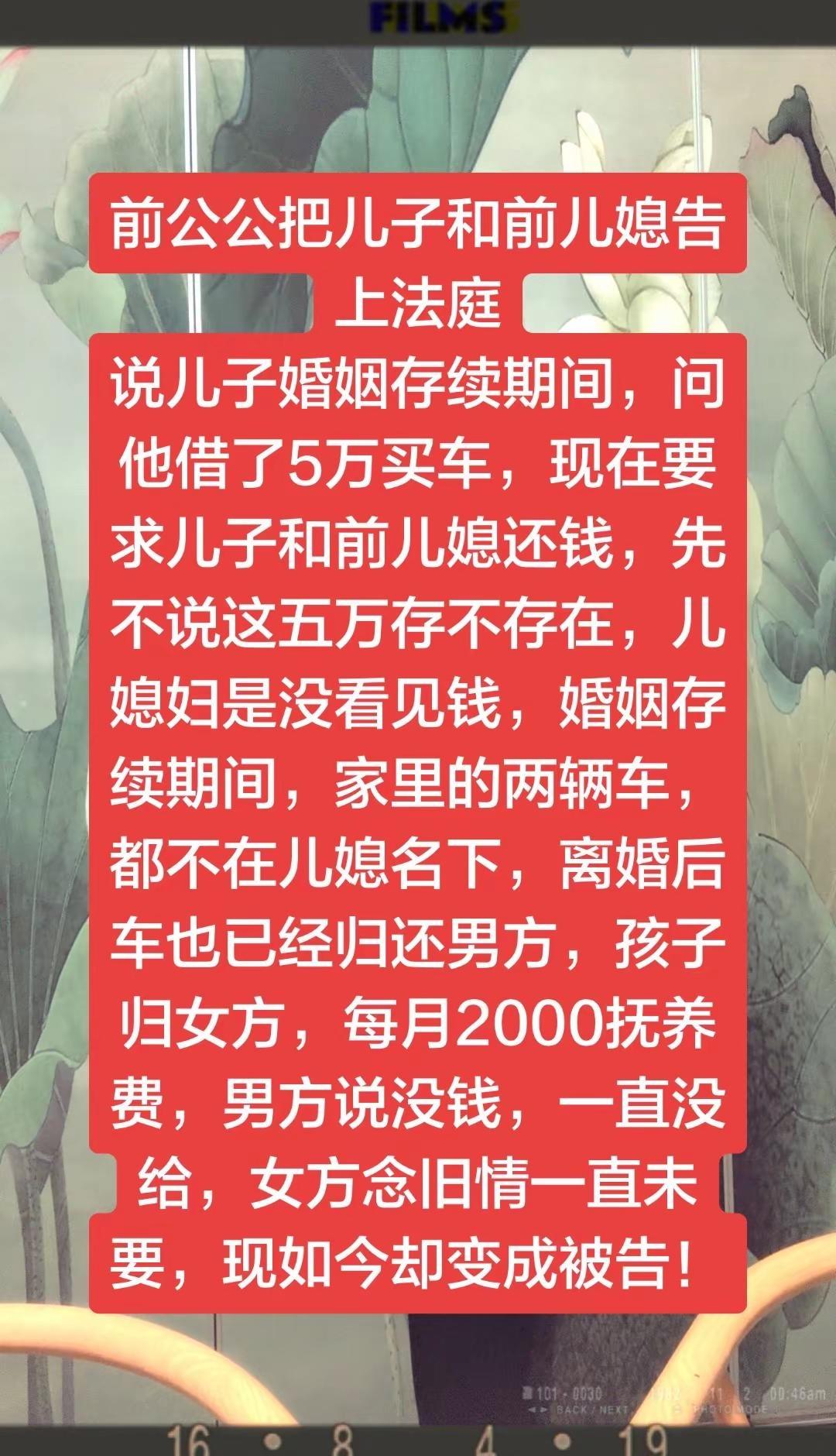 前公公把儿子和前儿媳告上法庭说儿子婚姻存续期间，问他借了5万买车，现在要求儿子和