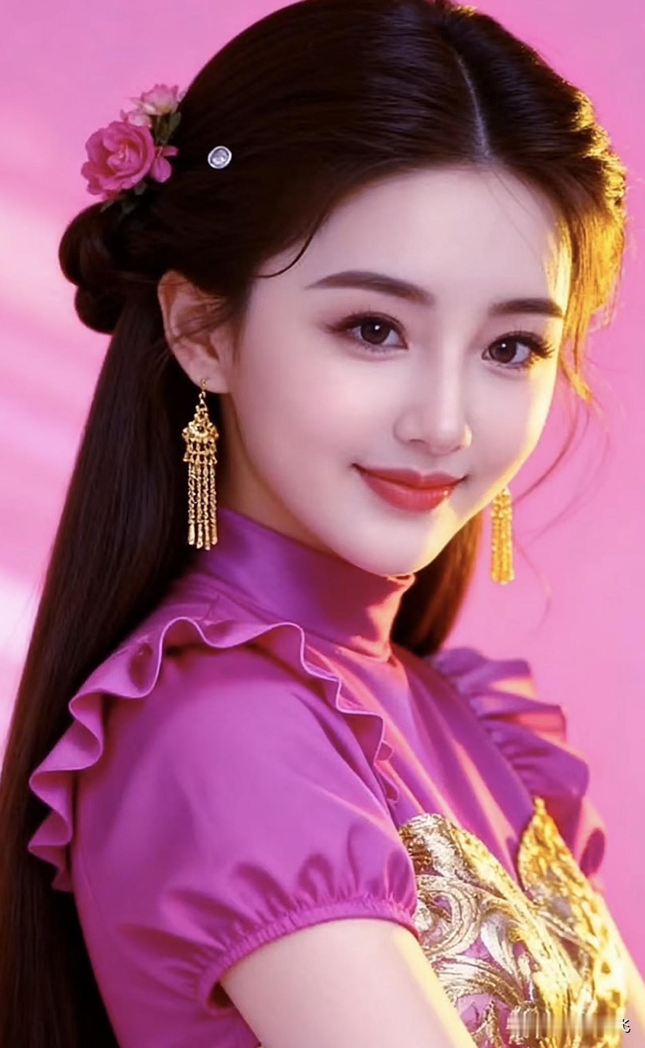 粉嫩少女心，甜美妆容，优雅耳环，粉色背景，完美搭配！💖💖💖少女粉耳饰 粉色
