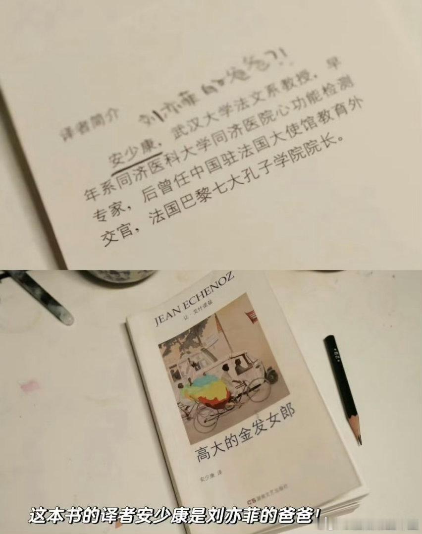 刘亦菲的原名是安风刘亦菲爸爸安少康曾是武汉大学法文系教授，曾任巴黎七大孔子学院中