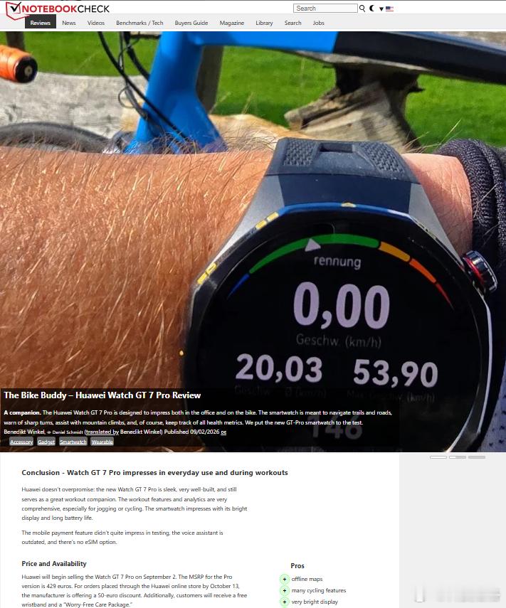 华为WatchGT 7海外媒体深度评测HUAWEI Watch GT 7 Pro