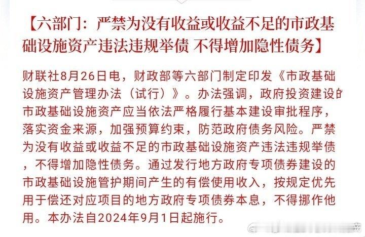 意思就是说那些不能盈利的市政建设，比如说在市区修马路，有钱就建设，没钱就不要举债