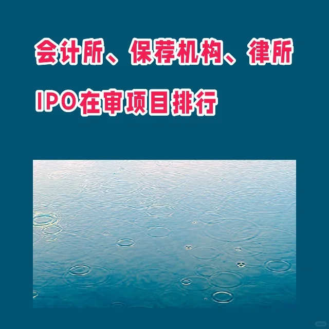 会计所、保荐机构、律所IPO在审项目排行