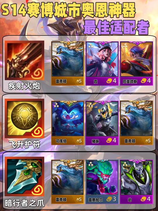 姐妹们！S14新赛季奥恩神器搭配棋子推荐来咯