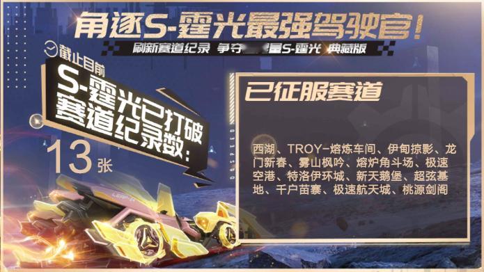 S-霆光登顶A车国服数量，在极速之巅的有13张赛道，看来这次重振雷诺之力，腾空而