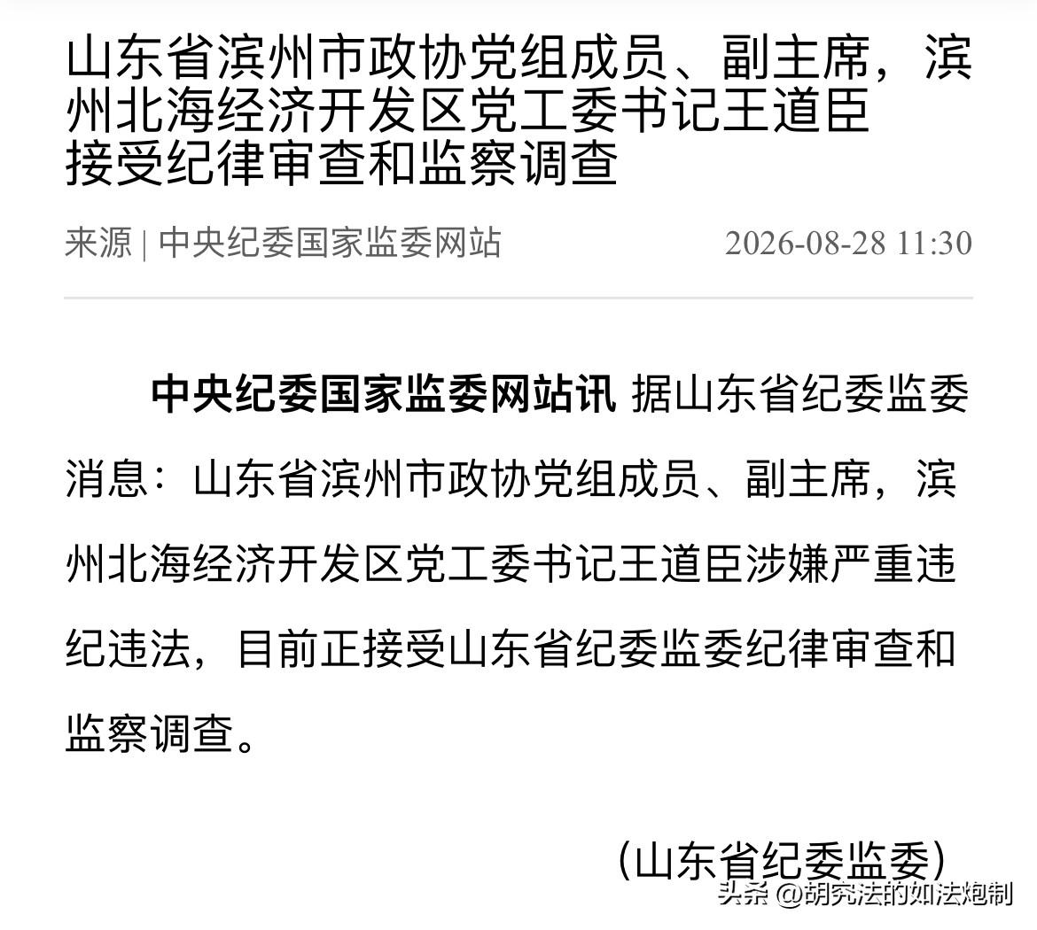 跻身“副厅”6年，被查前几个月还在开座谈会，王道臣落马让人唏嘘！

8月28日，