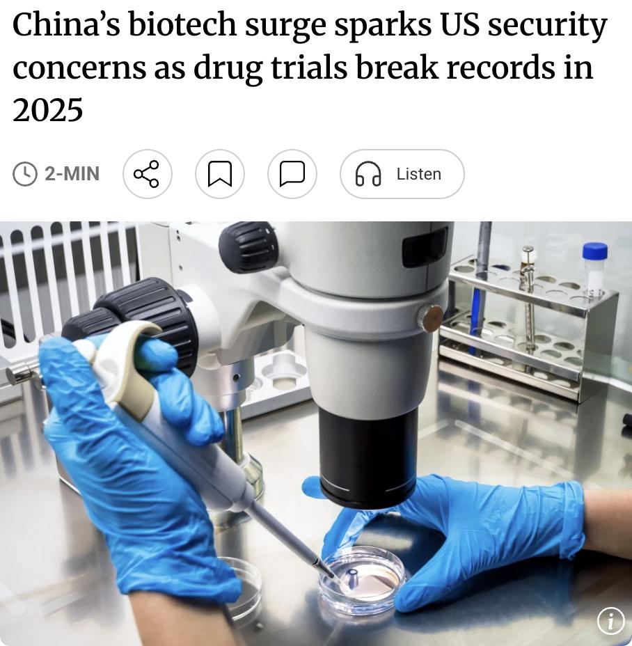 外媒：数据显示，2025年中国临床药物试验注册量达5215项，创历史新高，较20