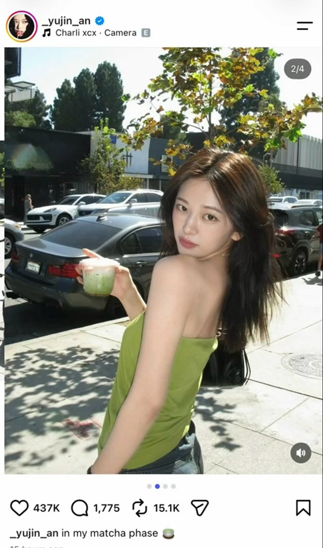 来自ive的 安宥真 yujin 在最新帖文中使用了Charli xcx的cam
