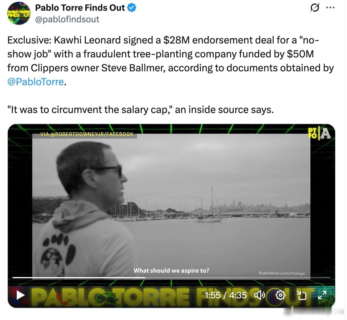 没想到休赛季安静了这么久，居然爆出了一个大瓜。自媒体Pablo Torre爆料，