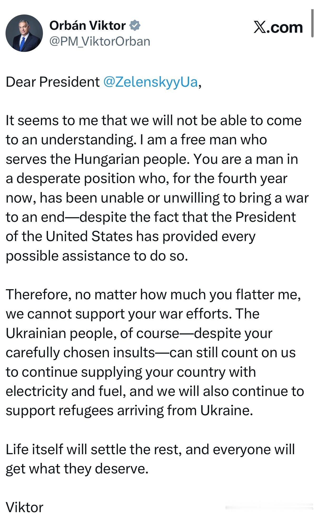 【黄金时代】匈牙利总统奥尔班致战斗小英雄泽连斯基，酣畅淋漓的一封信尊敬的泽连斯基