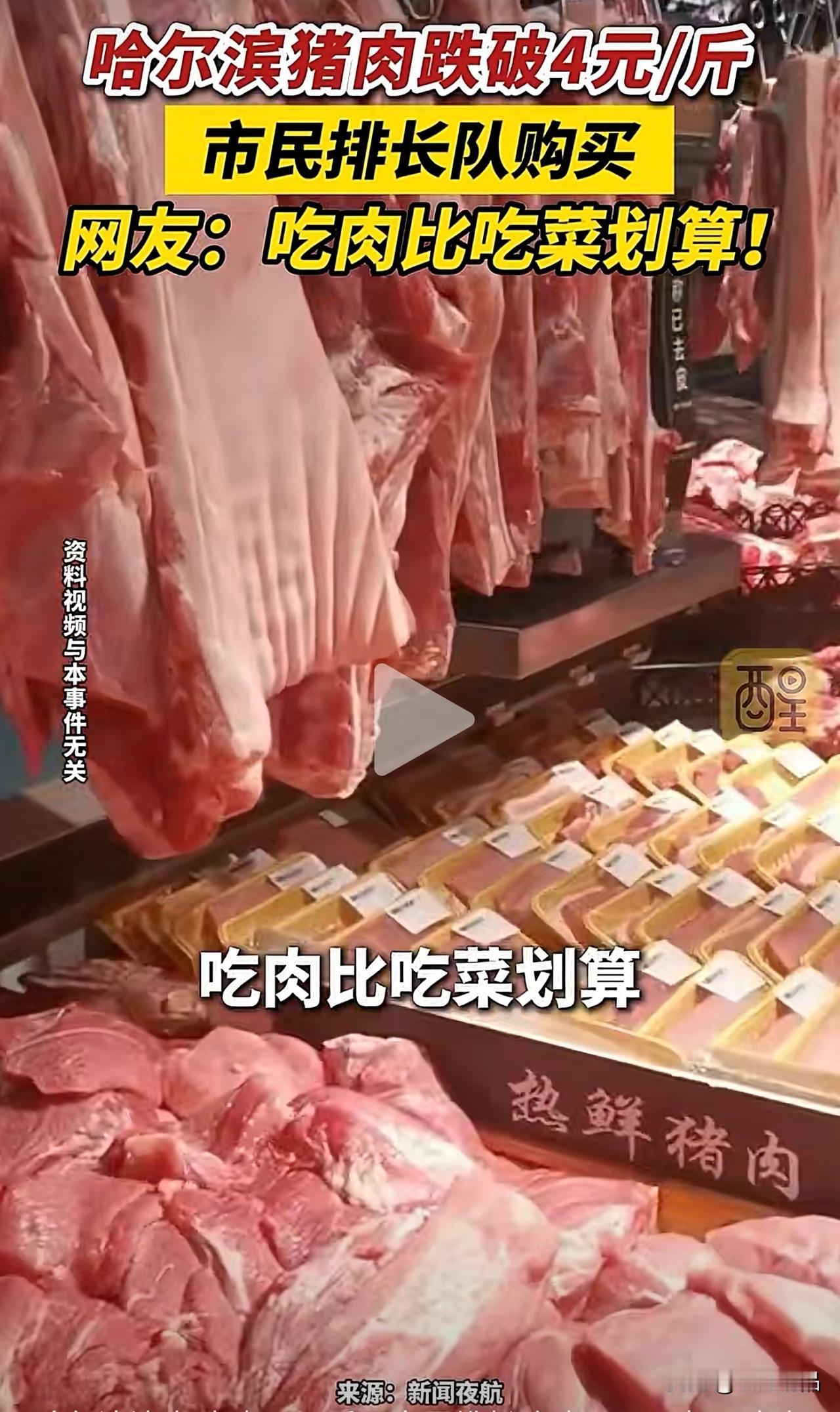 哈尔滨猪肉不到4元一斤了？在哪能买到？

最近两天，全网上了热搜，不少官媒都在集