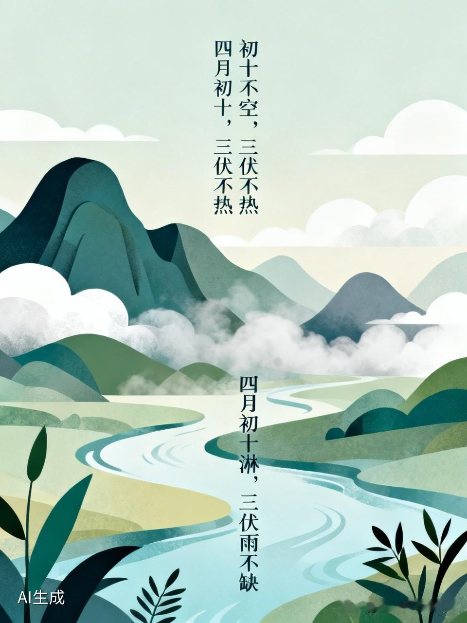 -今天是四月初十民间俗语，
初十不空，三伏不热：四月初十若阴天或下雨，三伏天便会
