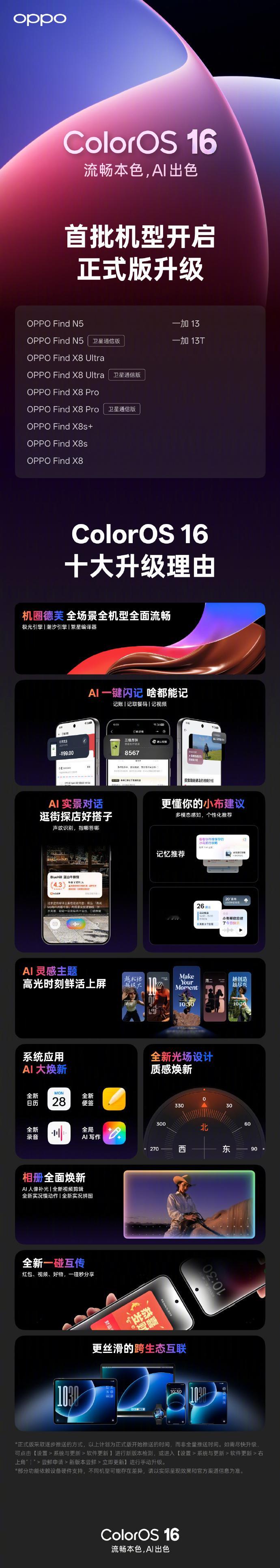 ColorOS16首批 11 款机型开启正式版尝鲜升级 ​​​