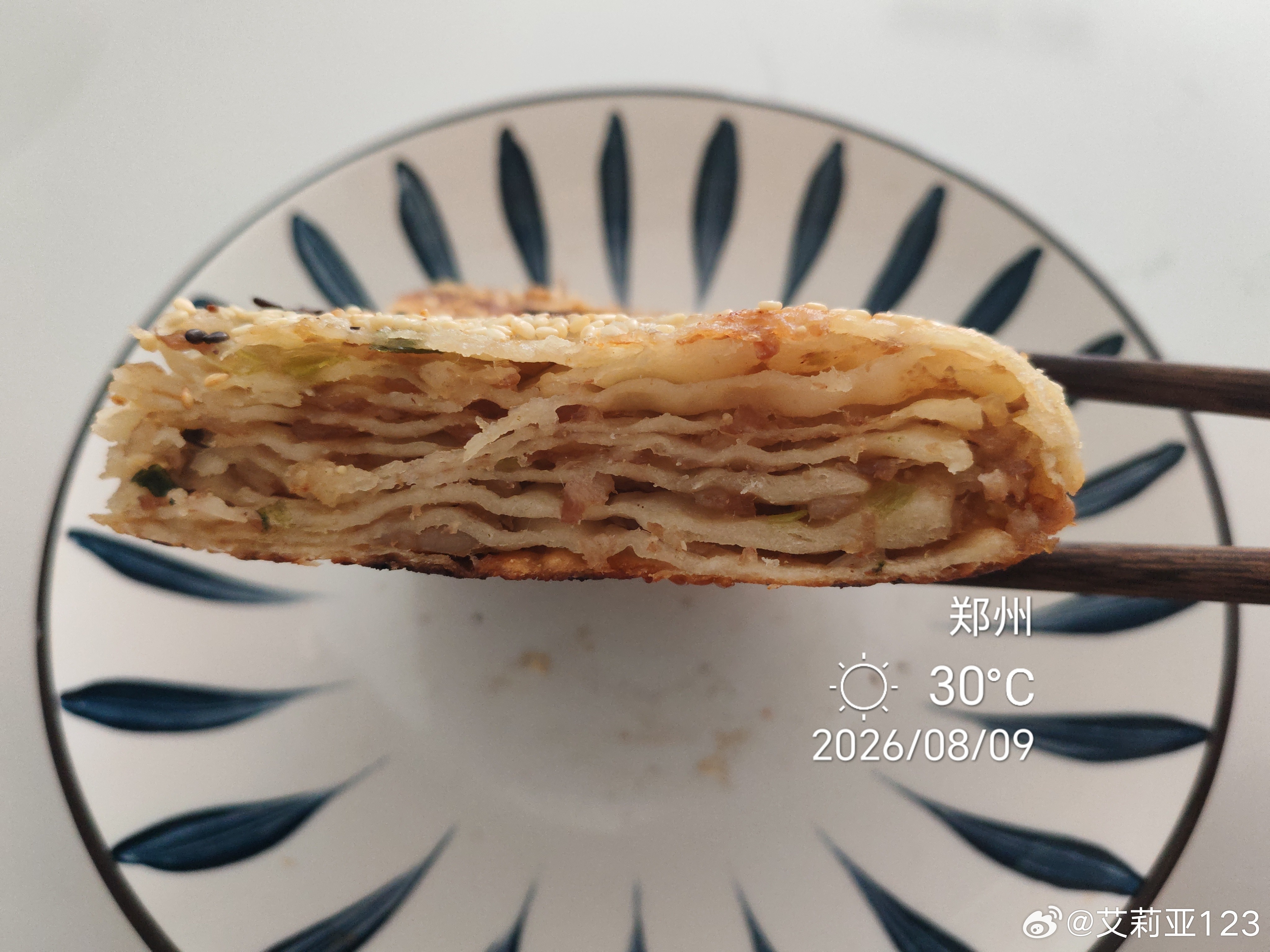 小律师做美食 本周新品：千层肉饼昨天下午出去遇到卖濮阳壮馍的，其实就是猪肉大葱馅