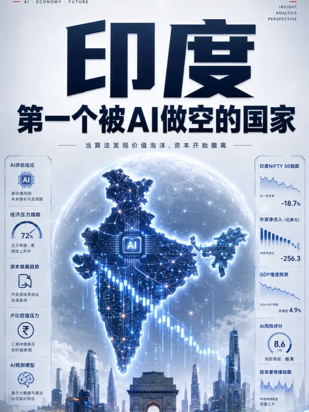 印度成首个被AI做空的国家印度，可能成了第一个被AI做空的国家。不是说印度这个国
