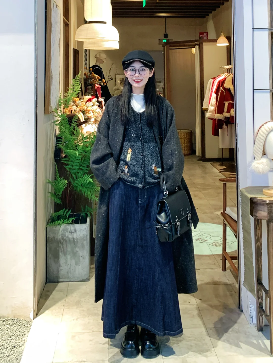 163 90｜日系文艺风叠穿ootd💙🤎🩵～