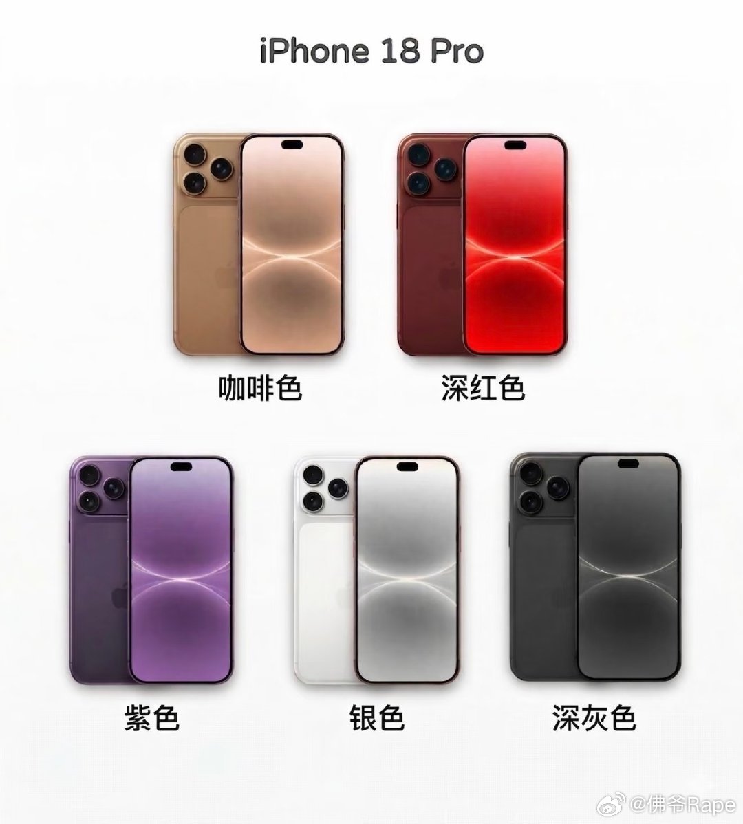 iPhone18Pro深红配色勃艮第这回红稳了😏苹果已经连续取消经典黑，仅仅靠
