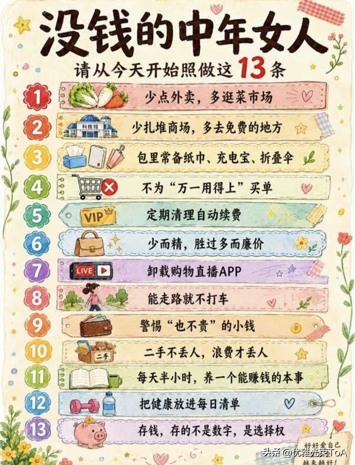 人到中年手头紧？这13条实在招儿，照着做日子能松快不少☞☞☞
 
少点外卖多逛菜