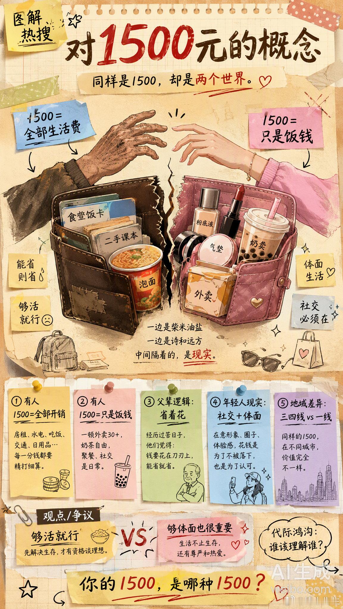 对1500元的概念 同样是1500元，在不同人手里是完全不同的世界。有人1500