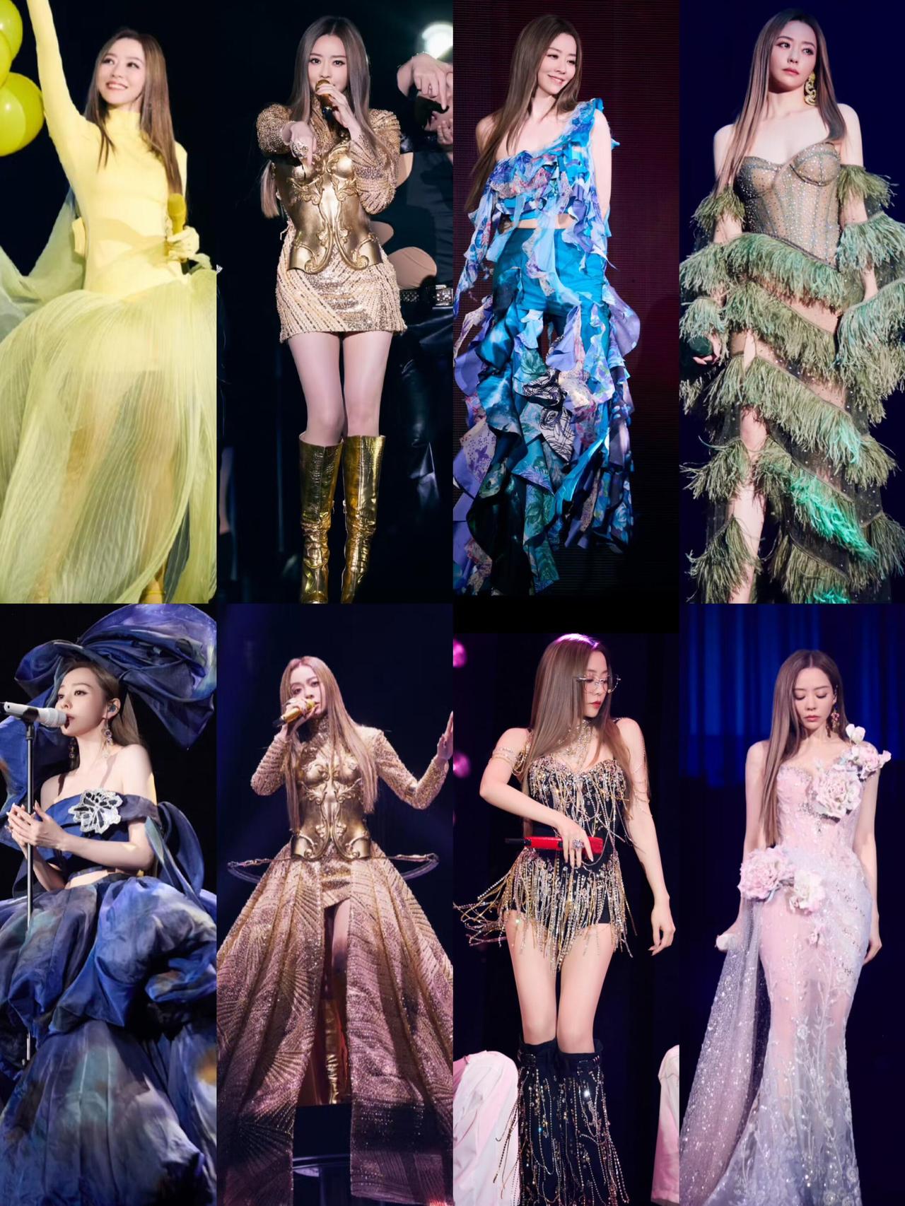 张靓颖
演唱会7套妆造是要美到犯规吗
从仙气飘飘的薄纱裙到热辣性感的镂空装，每一