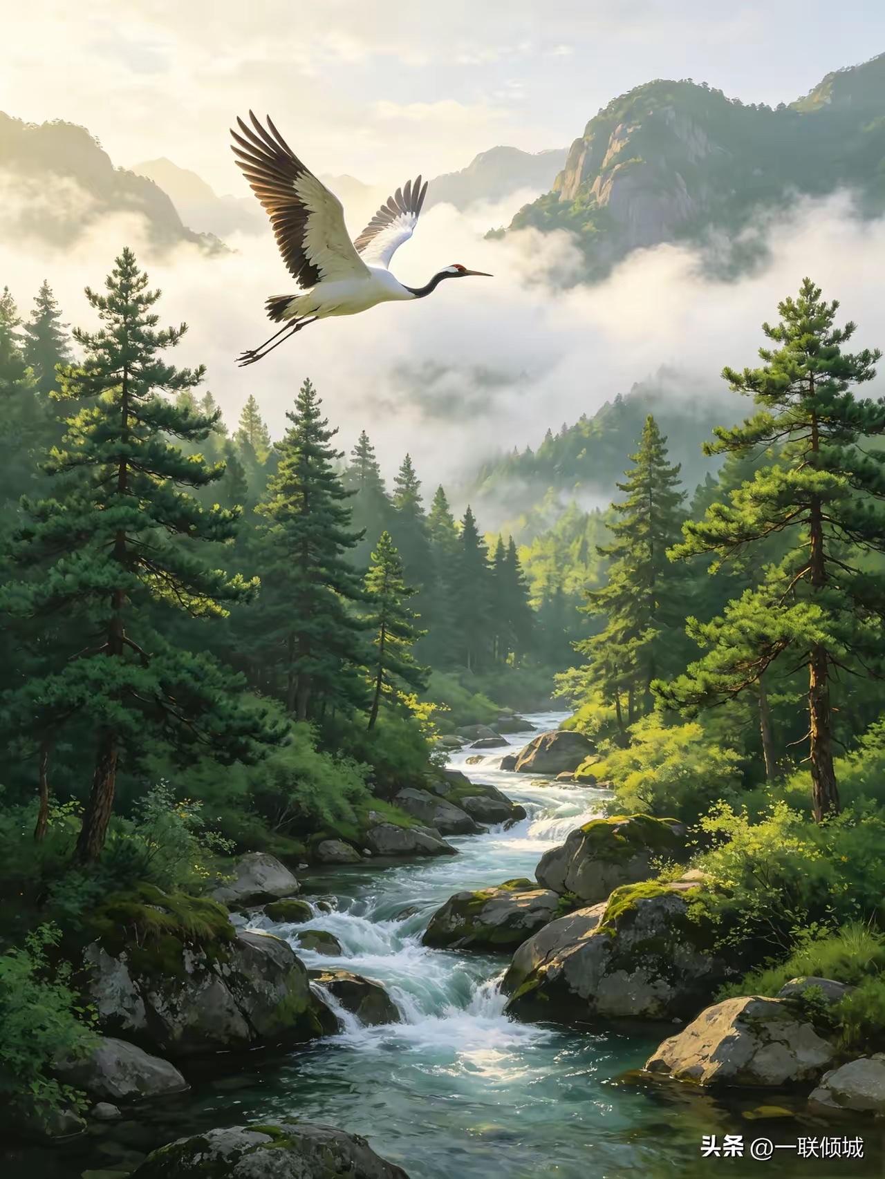 千条翠柳，
百岁红松。
横批：《翠柳与红松》