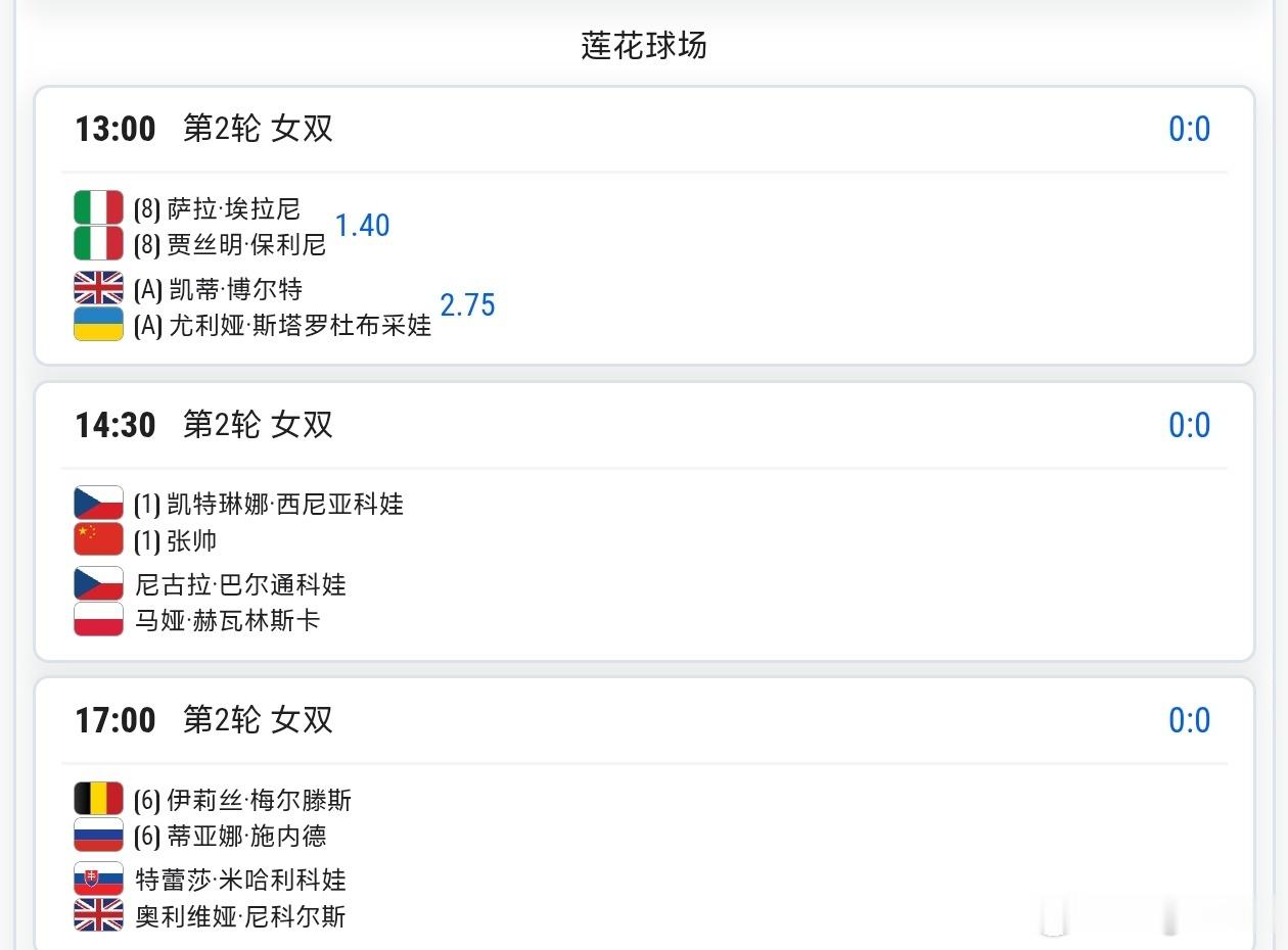 2026中网10.7正赛第8️⃣比赛日赛程🔥🔥🔥14:30 张帅女双第二轮
